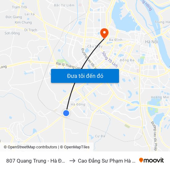 807 Quang Trung - Hà Đông to Cao Đẳng Sư Phạm Hà Nội map