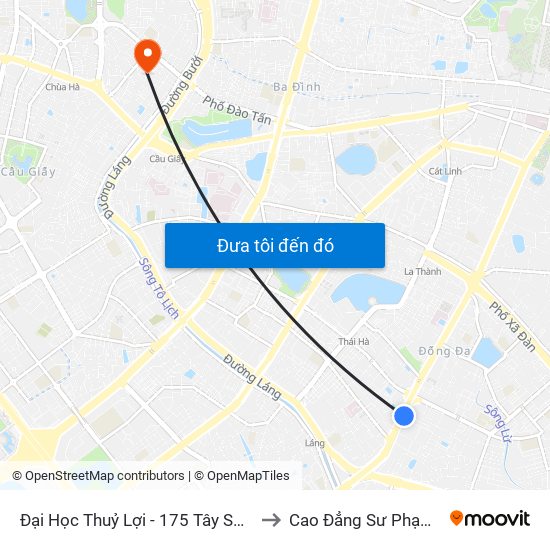 Đại Học Thuỷ Lợi - 175 Tây Sơn (Cột Sau) to Cao Đẳng Sư Phạm Hà Nội map