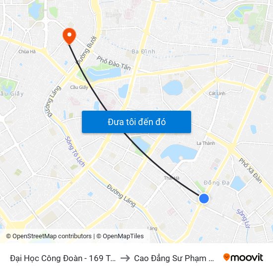 Đại Học Công Đoàn - 169 Tây Sơn to Cao Đẳng Sư Phạm Hà Nội map