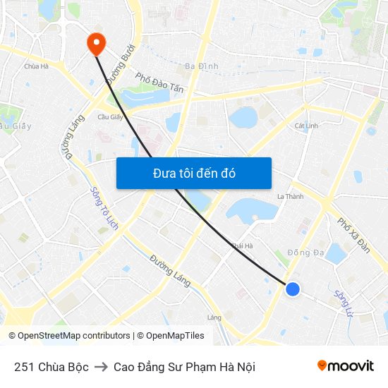 251 Chùa Bộc to Cao Đẳng Sư Phạm Hà Nội map