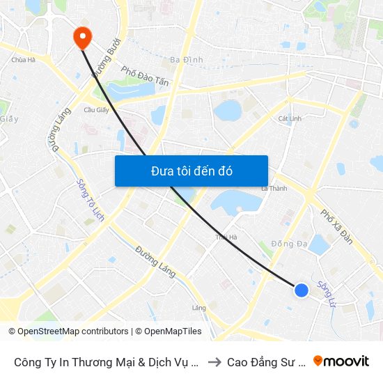 Công Ty In Thương Mại & Dịch Vụ Ngân Hàng - Số 10 Chùa Bộc to Cao Đẳng Sư Phạm Hà Nội map