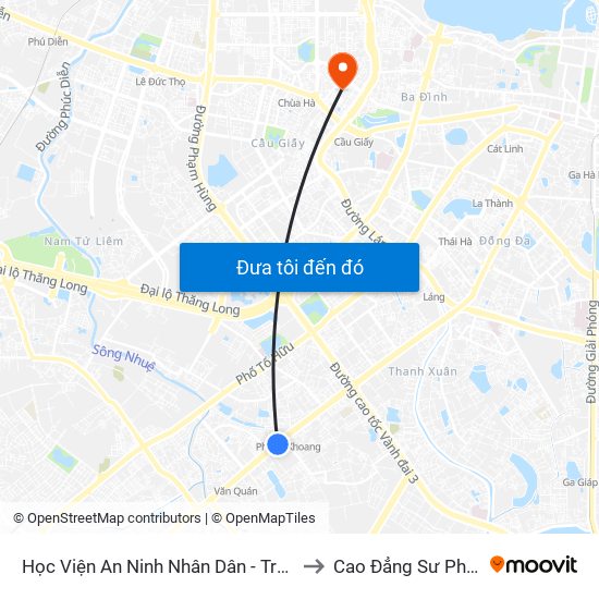 Học Viện An Ninh Nhân Dân - Trần Phú (Hà Đông ) to Cao Đẳng Sư Phạm Hà Nội map
