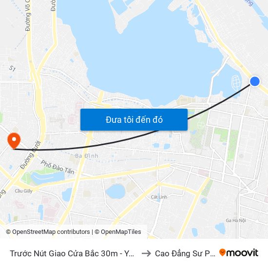 Trước Nút Giao Cửa Bắc 30m - Yên Phụ (Đường Xe Buýt) to Cao Đẳng Sư Phạm Hà Nội map