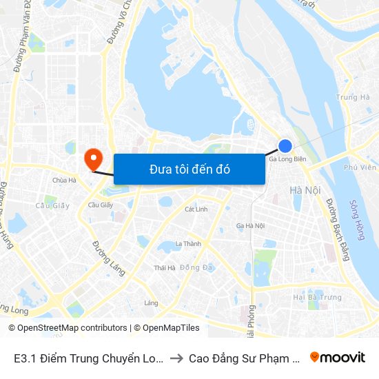 E3.1 Điểm Trung Chuyển Long Biên to Cao Đẳng Sư Phạm Hà Nội map