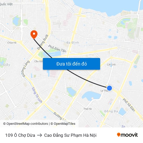 109 Ô Chợ Dừa to Cao Đẳng Sư Phạm Hà Nội map