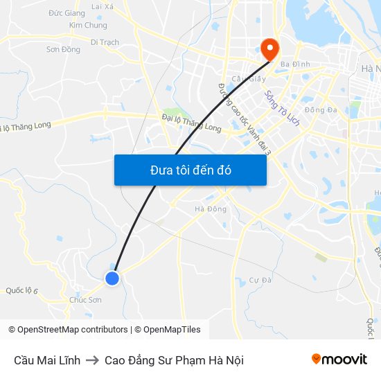 Cầu Mai Lĩnh to Cao Đẳng Sư Phạm Hà Nội map