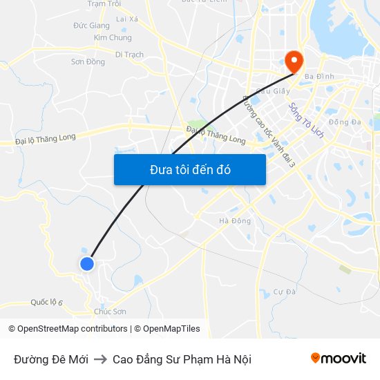 Đường Đê Mới to Cao Đẳng Sư Phạm Hà Nội map