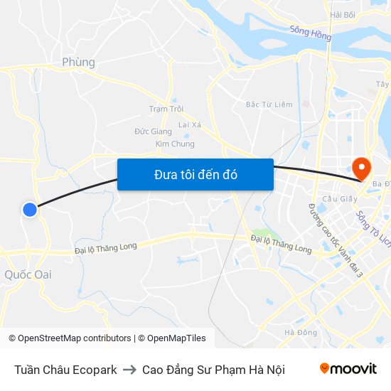 Tuần Châu Ecopark to Cao Đẳng Sư Phạm Hà Nội map