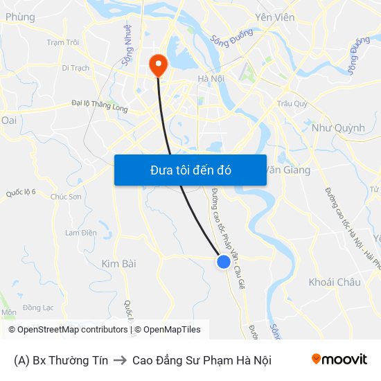 (A) Bx Thường Tín to Cao Đẳng Sư Phạm Hà Nội map