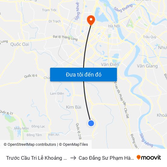 Trước Cầu Tri Lễ  Khoảng 50m to Cao Đẳng Sư Phạm Hà Nội map