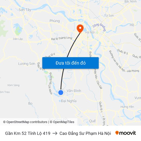 Gần Km 52 Tỉnh Lộ 419 to Cao Đẳng Sư Phạm Hà Nội map
