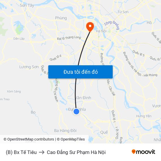 (B) Bx Tế Tiêu to Cao Đẳng Sư Phạm Hà Nội map