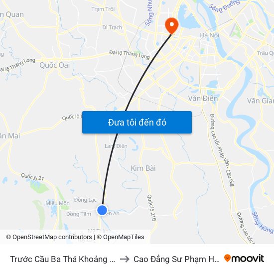 Trước Cầu Ba Thá Khoảng 150m to Cao Đẳng Sư Phạm Hà Nội map