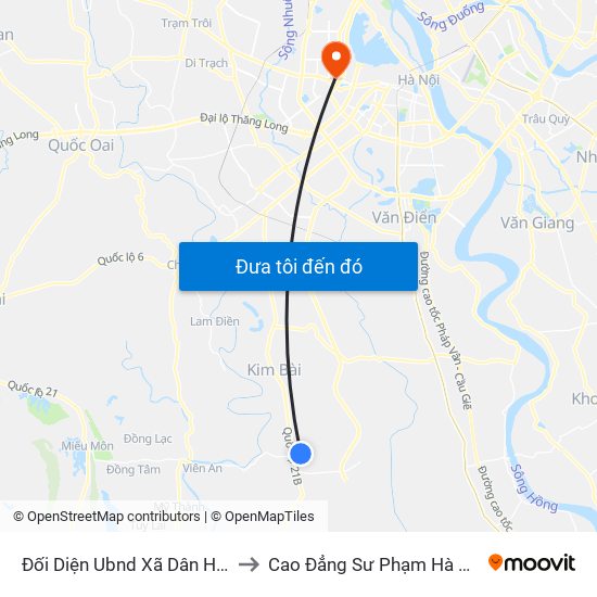 Đối Diện Ubnd Xã Dân Hòa to Cao Đẳng Sư Phạm Hà Nội map
