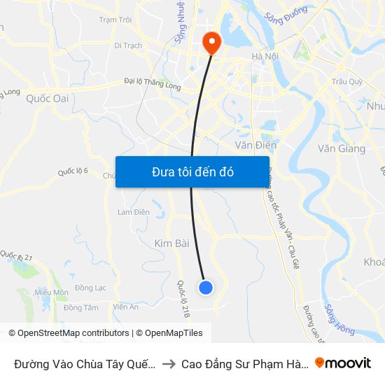 Đường Vào Chùa Tây Quế Sơn to Cao Đẳng Sư Phạm Hà Nội map