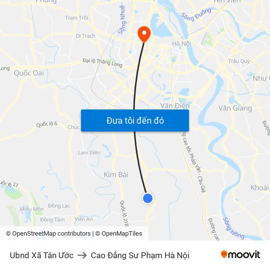 Ubnd Xã Tân Ước to Cao Đẳng Sư Phạm Hà Nội map