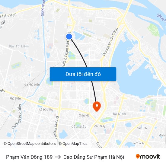 Phạm Văn Đồng 189 to Cao Đẳng Sư Phạm Hà Nội map