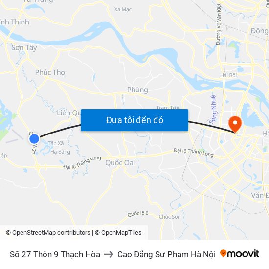 Số 27 Thôn 9 Thạch Hòa to Cao Đẳng Sư Phạm Hà Nội map