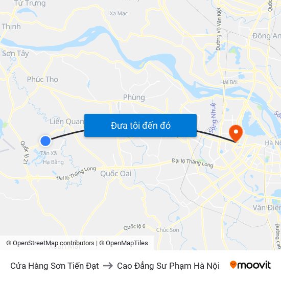 Cửa Hàng Sơn Tiến Đạt to Cao Đẳng Sư Phạm Hà Nội map