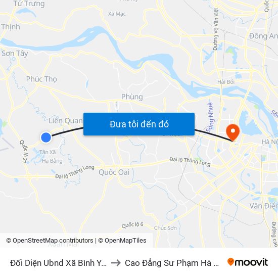 Đối Diện Ubnd Xã Bình Yên to Cao Đẳng Sư Phạm Hà Nội map