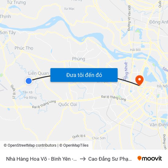 Nhà Hàng Hoa Võ - Bình Yên - Thạch Thất to Cao Đẳng Sư Phạm Hà Nội map
