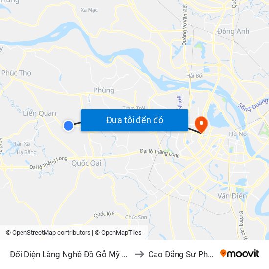 Đối Diện Làng Nghề Đồ Gỗ Mỹ Nghệ Thạch Thất to Cao Đẳng Sư Phạm Hà Nội map