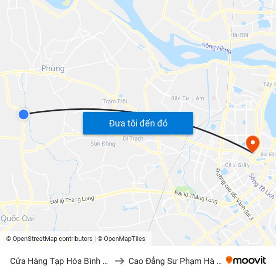 Cửa Hàng Tạp Hóa Bình Kinh to Cao Đẳng Sư Phạm Hà Nội map