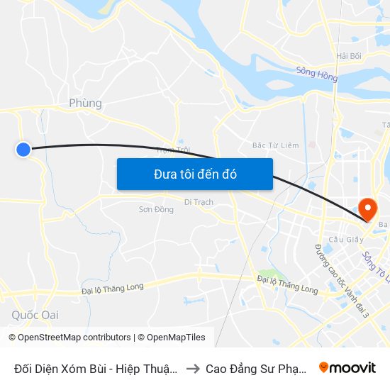 Đối Diện Xóm Bùi - Hiệp Thuận - Phúc Thọ to Cao Đẳng Sư Phạm Hà Nội map