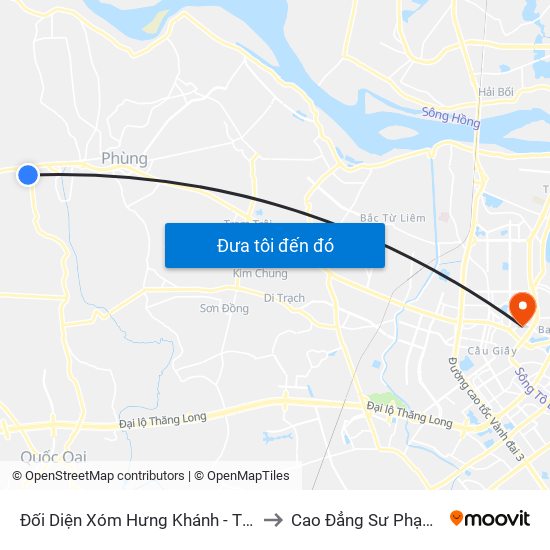 Đối Diện Xóm Hưng Khánh - Thôn Yên Dục to Cao Đẳng Sư Phạm Hà Nội map