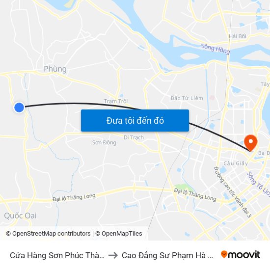 Cửa Hàng Sơn Phúc Thành to Cao Đẳng Sư Phạm Hà Nội map