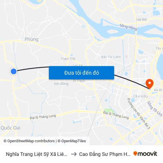 Nghĩa Trang Liệt Sỹ Xã Liên Hiệp to Cao Đẳng Sư Phạm Hà Nội map