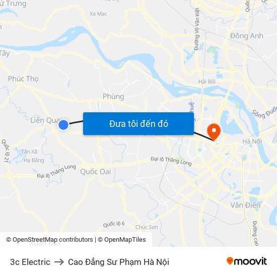 3c Electric to Cao Đẳng Sư Phạm Hà Nội map