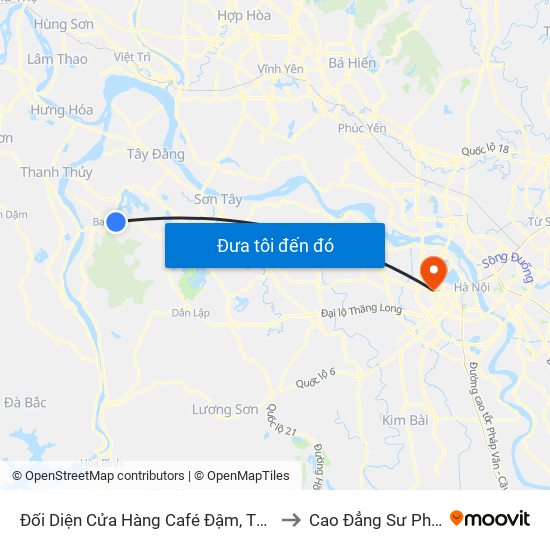 Cửa Hàng Sửa Chữa Ô Tô Xe Máy Tam Uy, Thôn 6, Ba Trại, Ba Vì to Cao Đẳng Sư Phạm Hà Nội map