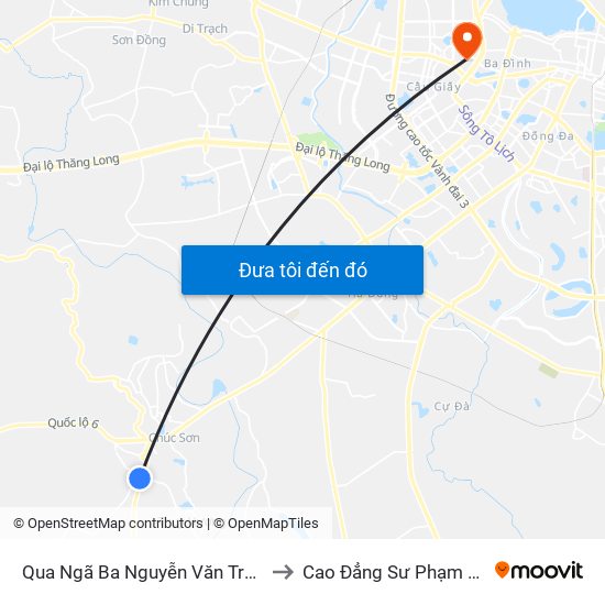 Qua Ngã Ba Nguyễn Văn Trỗi 100m to Cao Đẳng Sư Phạm Hà Nội map