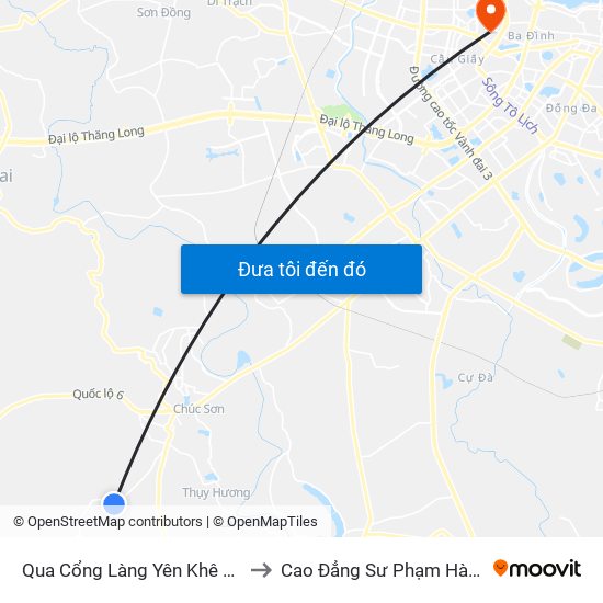 Qua Cổng Làng Yên Khê 50m to Cao Đẳng Sư Phạm Hà Nội map