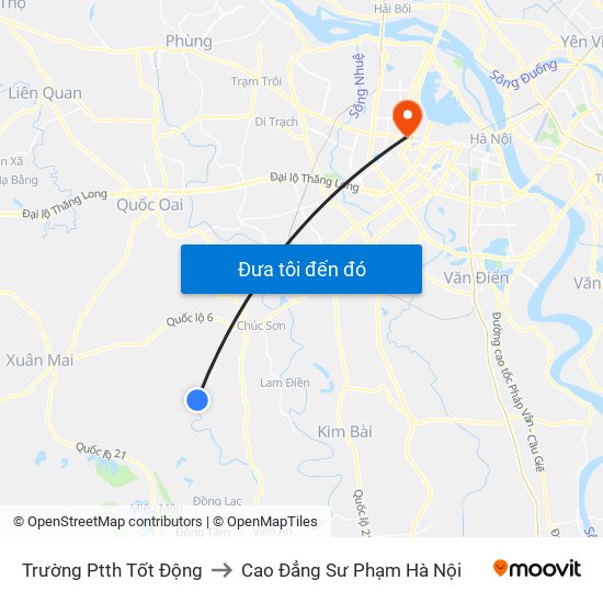 Trường Ptth Tốt Động to Cao Đẳng Sư Phạm Hà Nội map