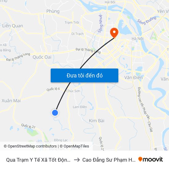 Qua Trạm Y Tế Xã Tốt Động 20m to Cao Đẳng Sư Phạm Hà Nội map