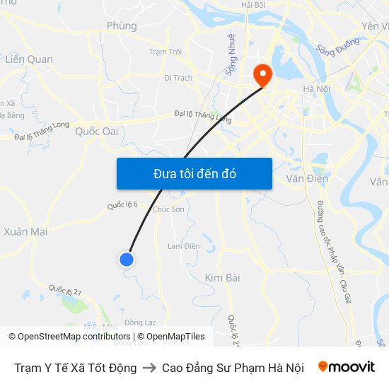 Trạm Y Tế Xã Tốt Động to Cao Đẳng Sư Phạm Hà Nội map