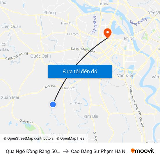 Qua Ngõ Đồng Rằng 50m to Cao Đẳng Sư Phạm Hà Nội map