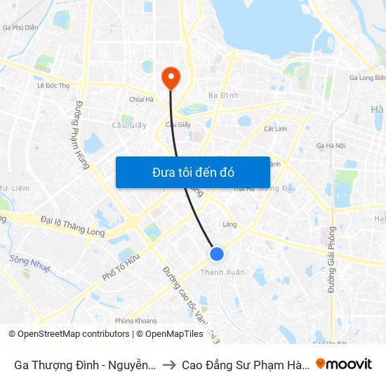 Ga Thượng Đình - Nguyễn Trãi to Cao Đẳng Sư Phạm Hà Nội map