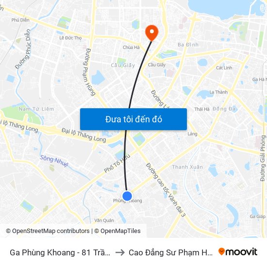 Ga Phùng Khoang - 81 Trần Phú to Cao Đẳng Sư Phạm Hà Nội map