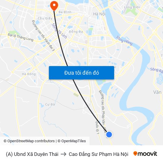 (A) Ubnd Xã Duyên Thái to Cao Đẳng Sư Phạm Hà Nội map