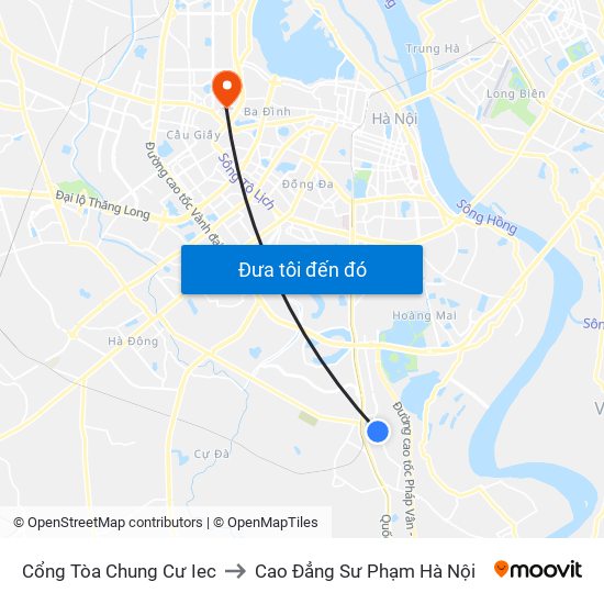 Cổng Tòa Chung Cư Iec to Cao Đẳng Sư Phạm Hà Nội map