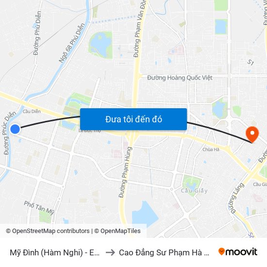 Mỹ Đình (Hàm Nghi) - E03 to Cao Đẳng Sư Phạm Hà Nội map