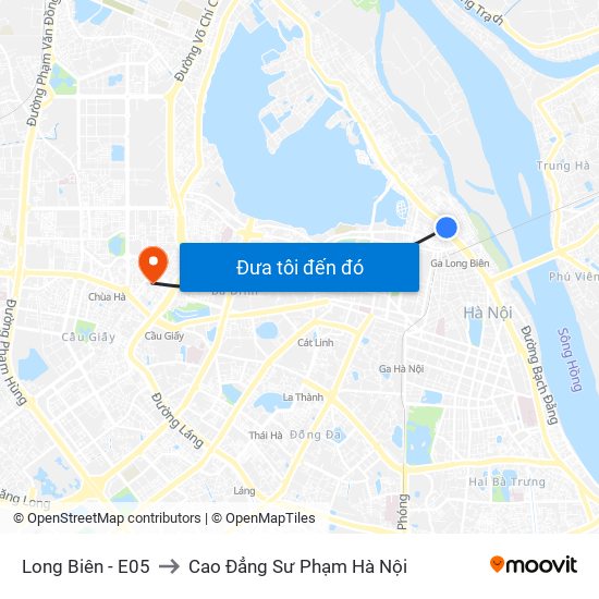 Long Biên - E05 to Cao Đẳng Sư Phạm Hà Nội map