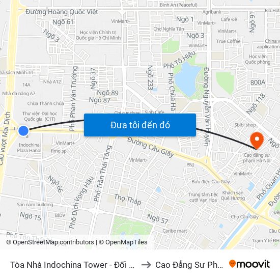 Tòa Nhà Indochina Tower - Đối Diện Đhqg Hà Nội to Cao Đẳng Sư Phạm Hà Nội map