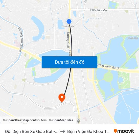 Đối Diện Bến Xe Giáp Bát - Giải Phóng to Bệnh Viện Đa Khoa Thăng Long map