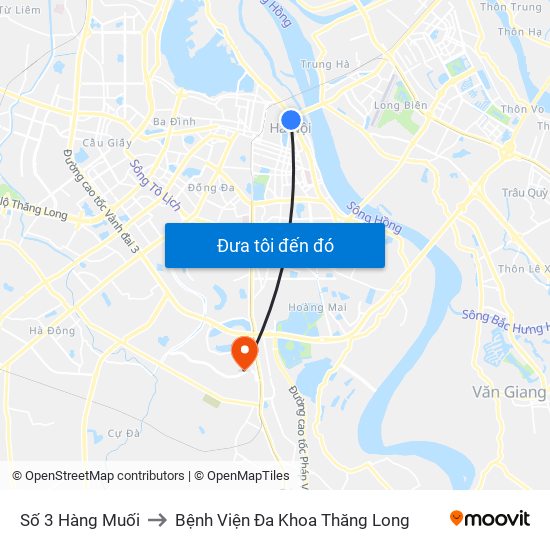 Số 3 Hàng Muối to Bệnh Viện Đa Khoa Thăng Long map