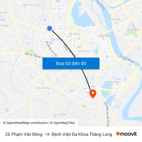 2b Phạm Văn Đồng to Bệnh Viện Đa Khoa Thăng Long map