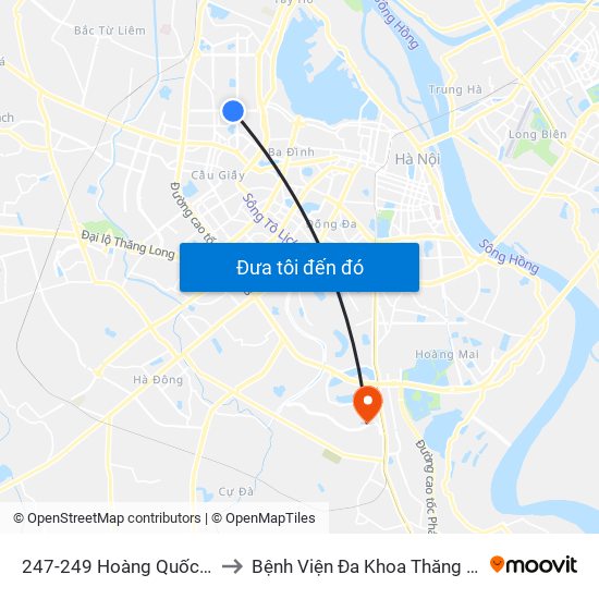 247-249 Hoàng Quốc Việt to Bệnh Viện Đa Khoa Thăng Long map